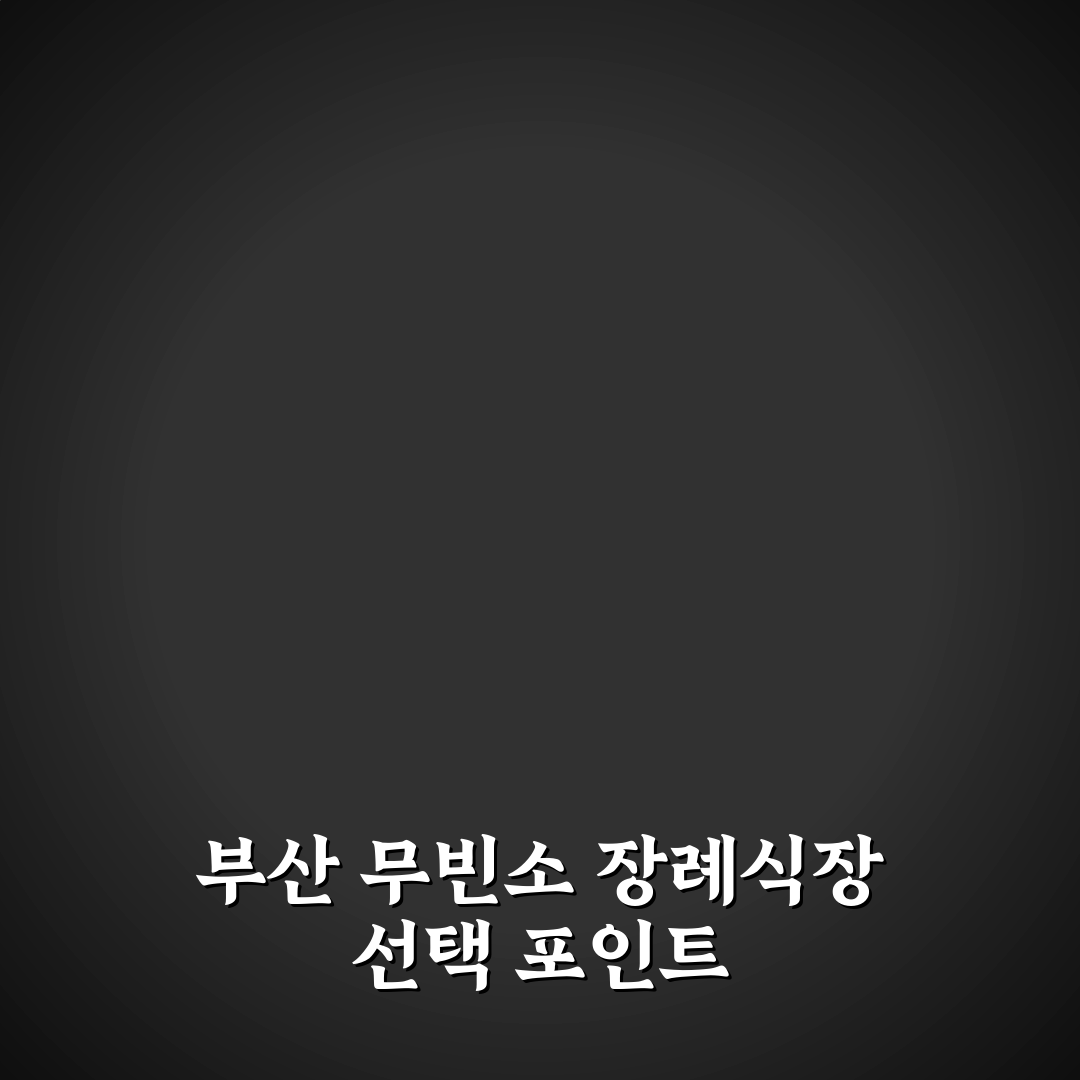 부산 무빈소 장례식장 선택 기준과 주요 서비스 비교 분석