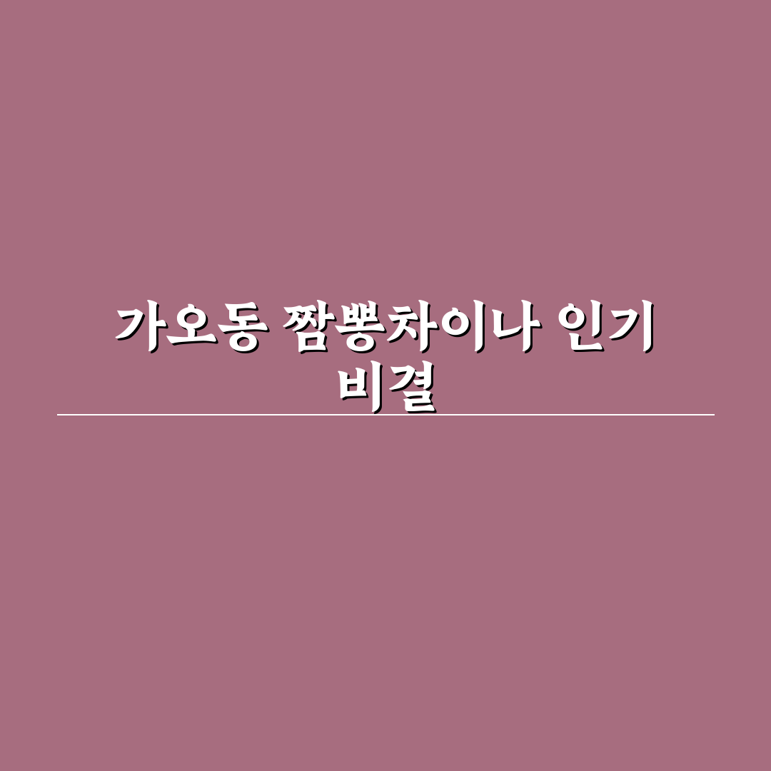 가오동 짬뽕차이나 맛과 서비스 5가지 기준 비교 분석