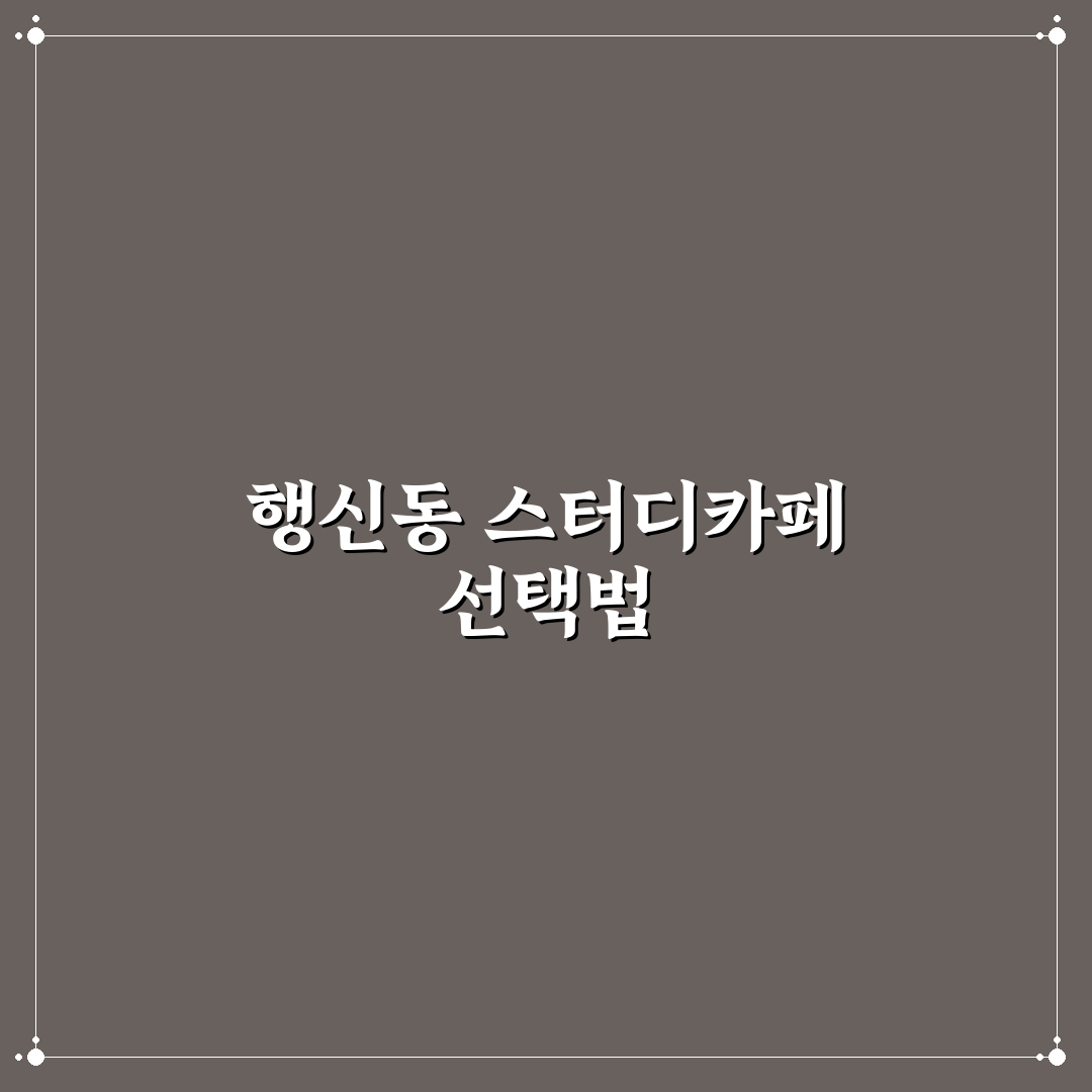 행신동 스터디 카페 비교와 선택 기준 5가지 분석