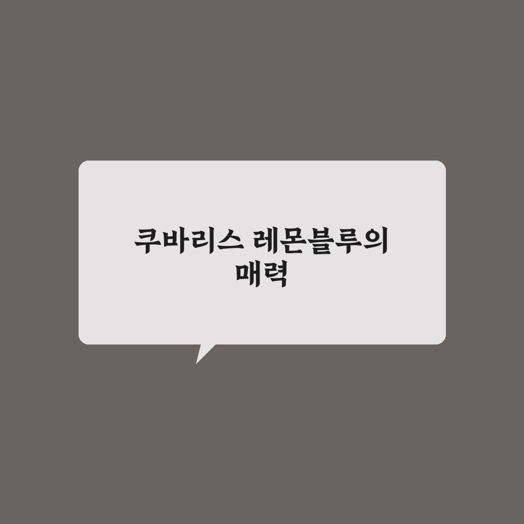 쿠바리스 레몬블루 비교와 5가지 구매 기준 총정리