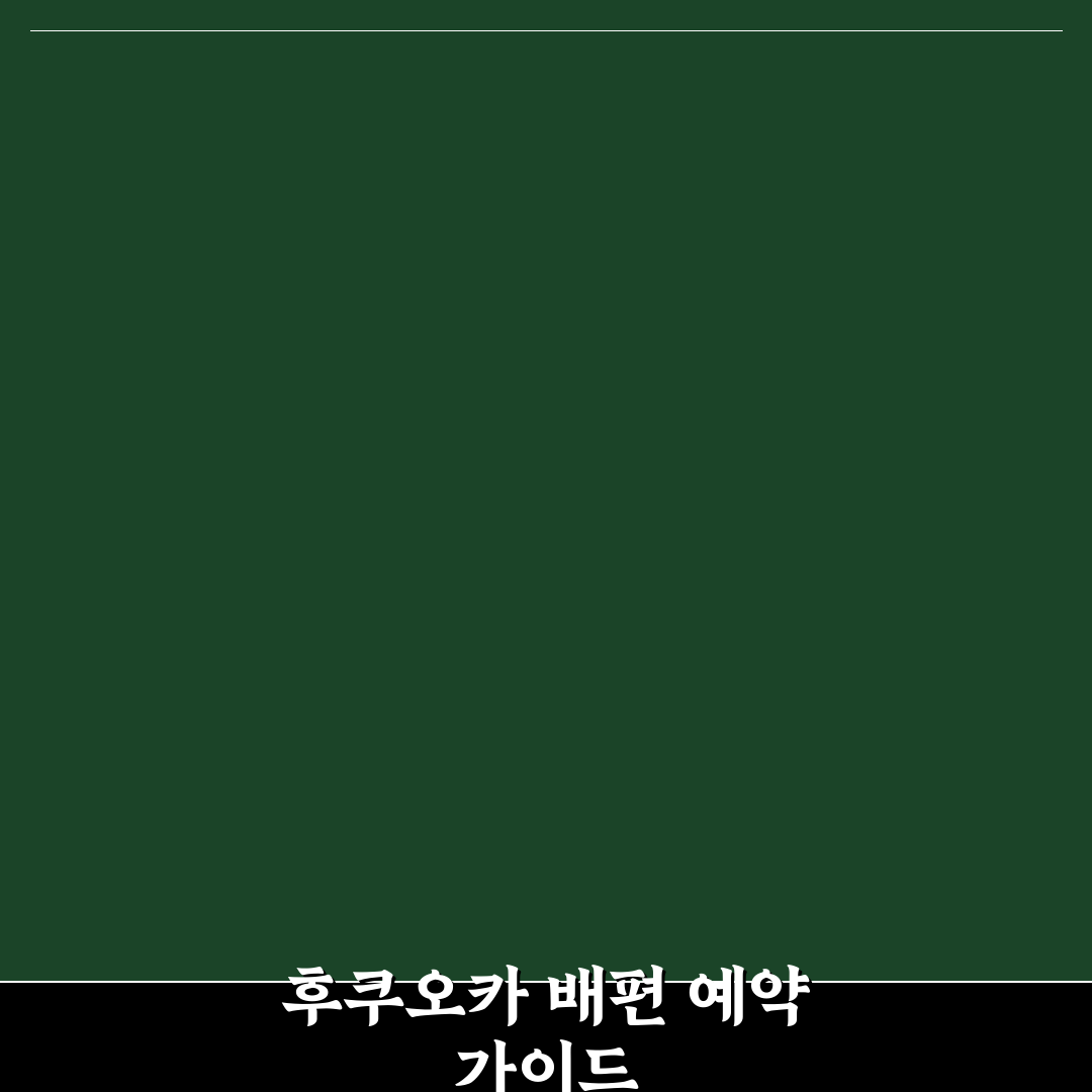 후쿠오카 배편 예약 비교와 기준별 체크포인트 총정리