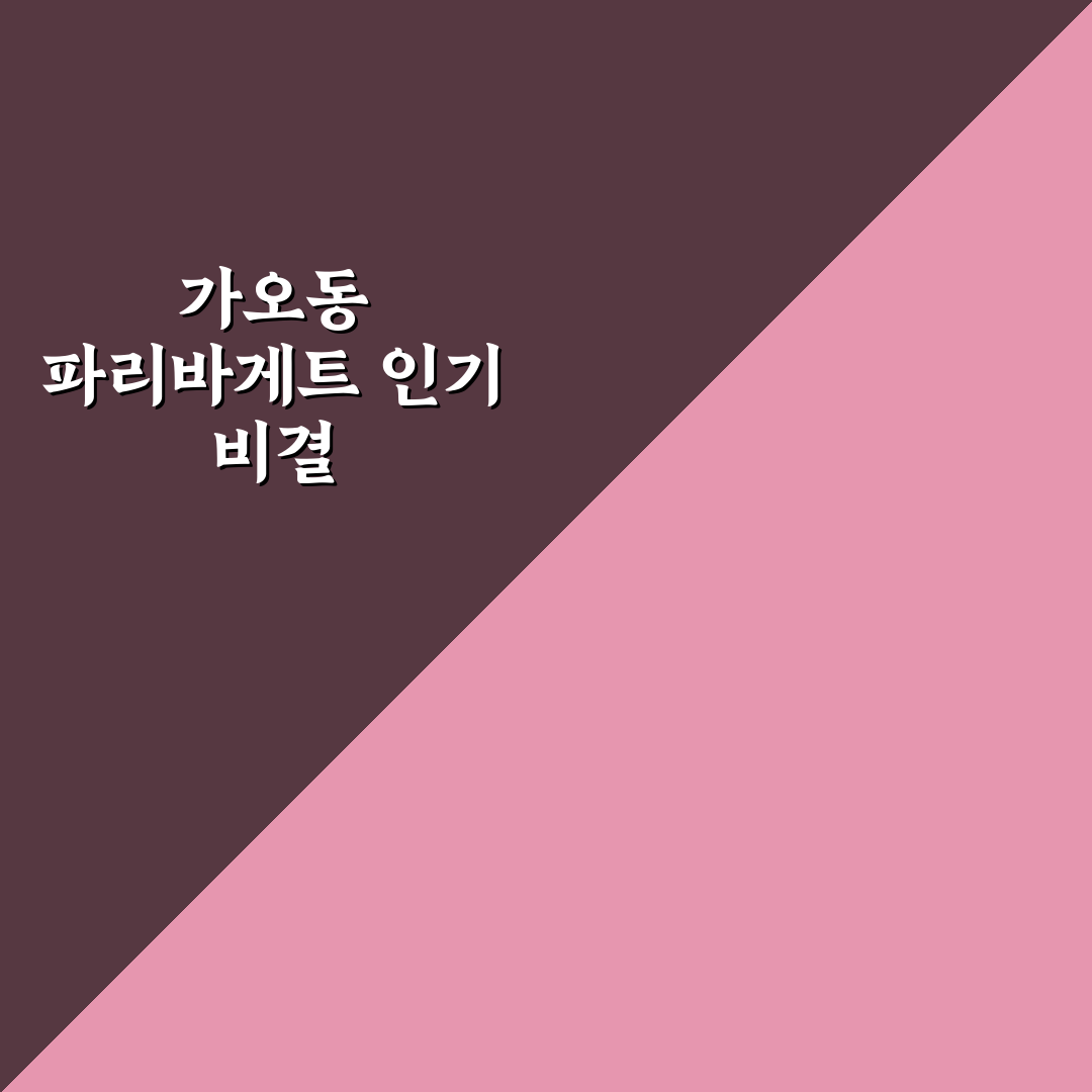 가오동 파리바게트 품질과 가격 비교 분석 가이드